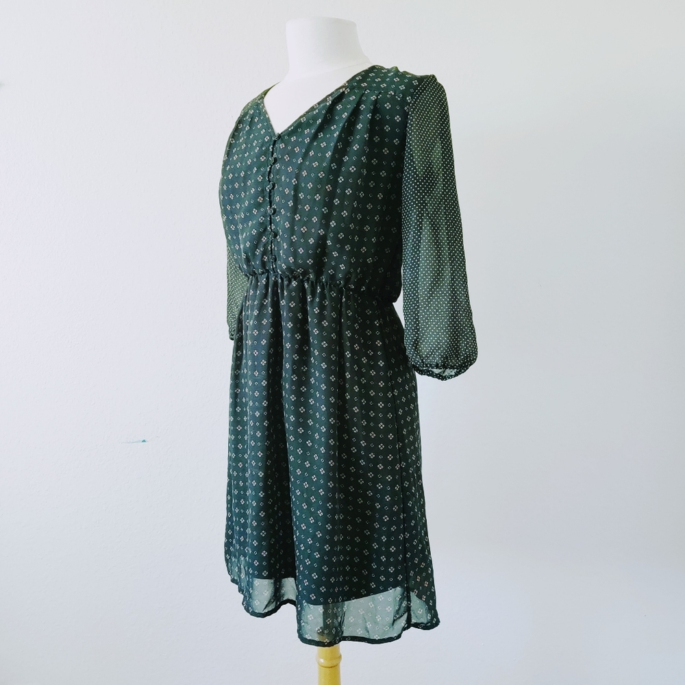 Maurices Green Patterned Dress Size Small